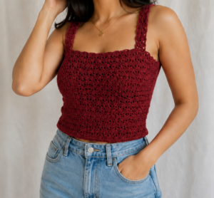 Square Neck Lace Cluster Crop Top